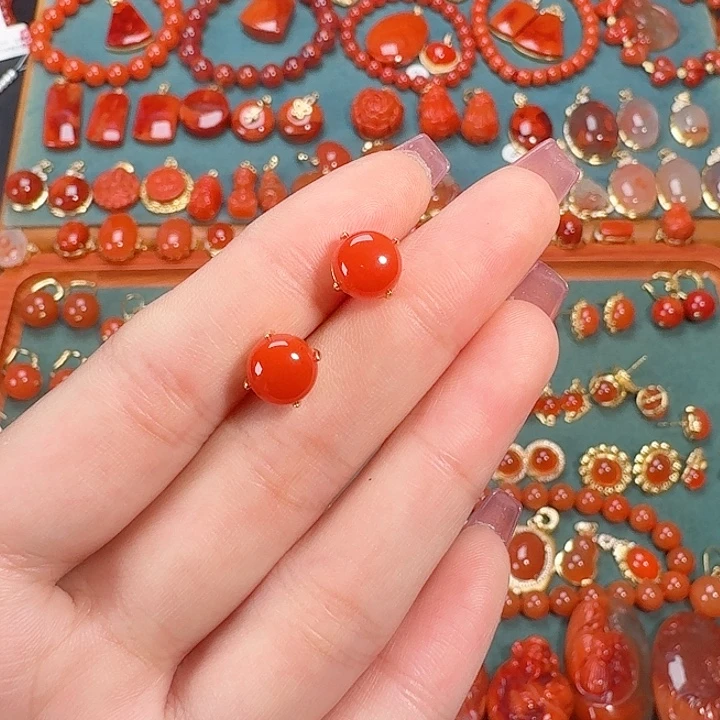 南红玛瑙银S925镶嵌8+