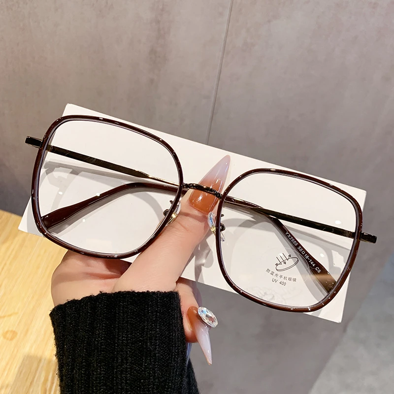 大框金属近视眼镜男女同款时尚秋冬泰迪咖色平光镜框超轻  2989