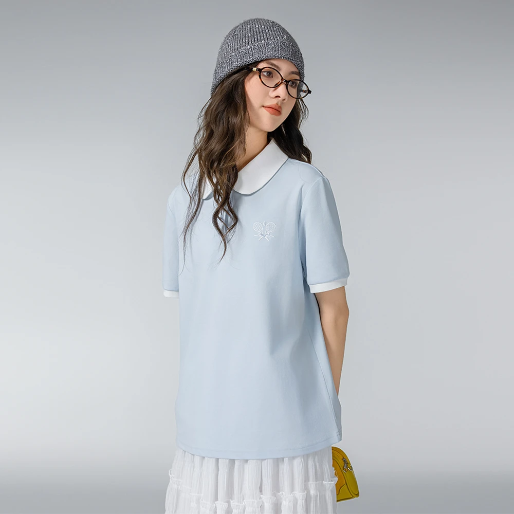 女童短袖t恤2025夏季娃娃领儿童半袖上衣百搭学生polo衫