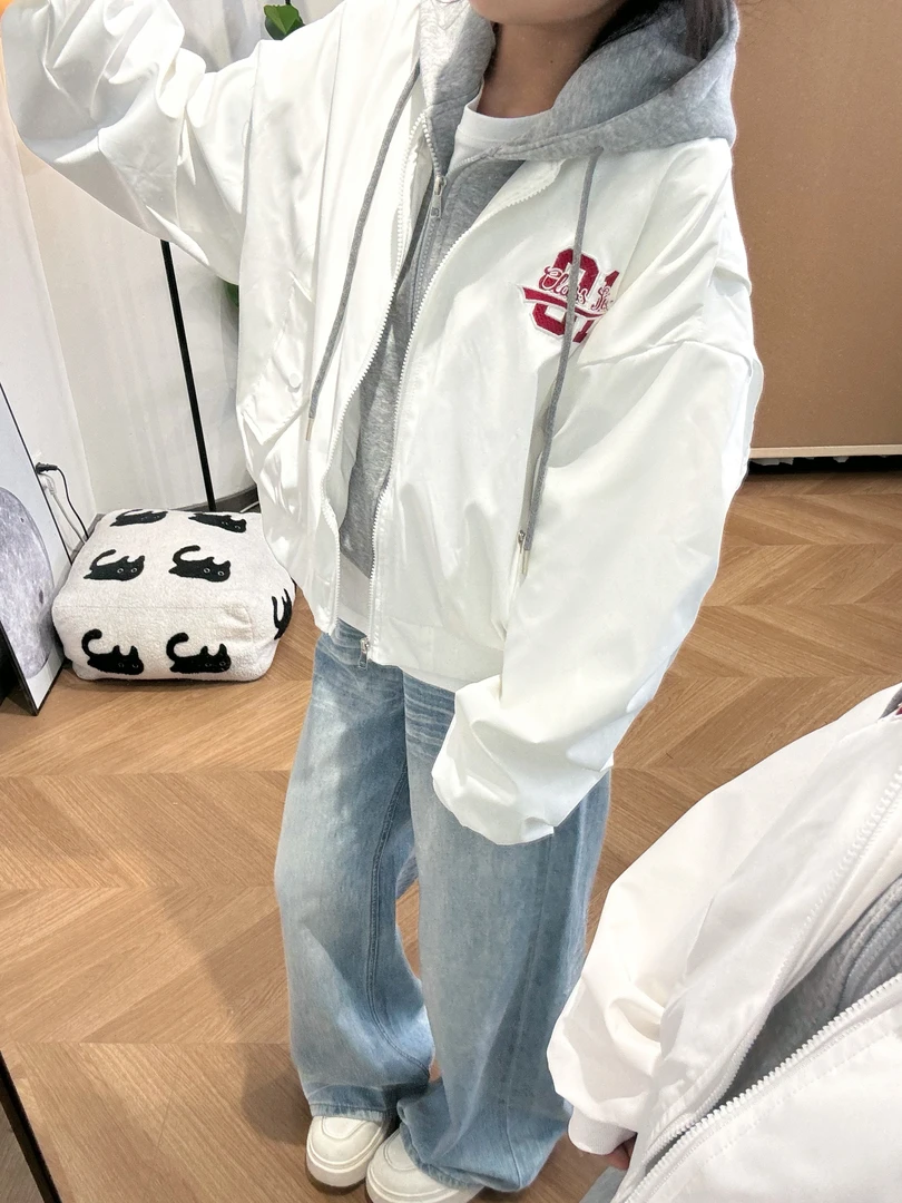 早秋韩系百搭拉链假两件棒球服夹克短款外套
