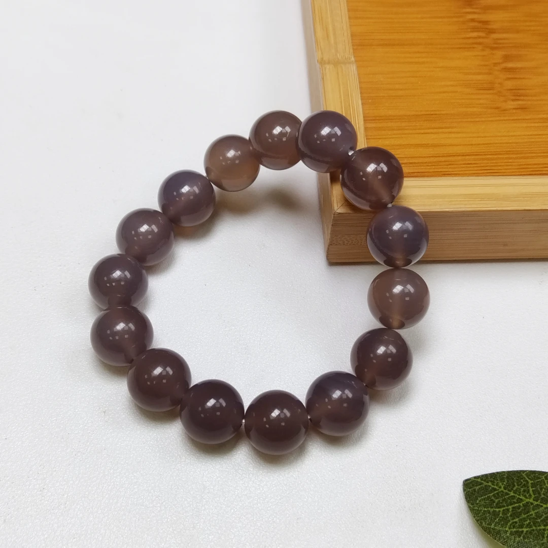 【 侯总甄选】纯天然冰烟紫玉玛瑙1.4手串51