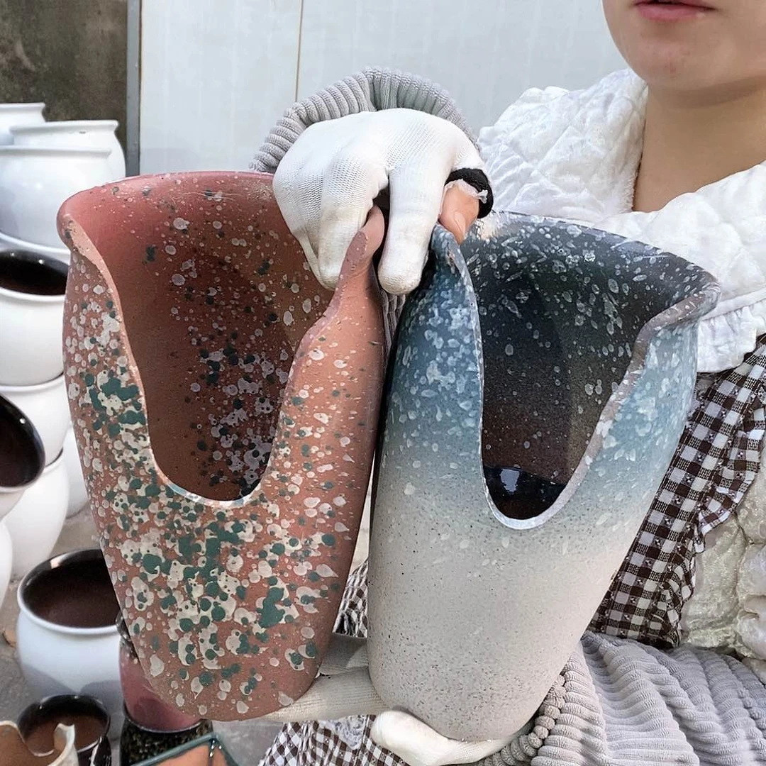 紫砂花盆瑕疵口14高25