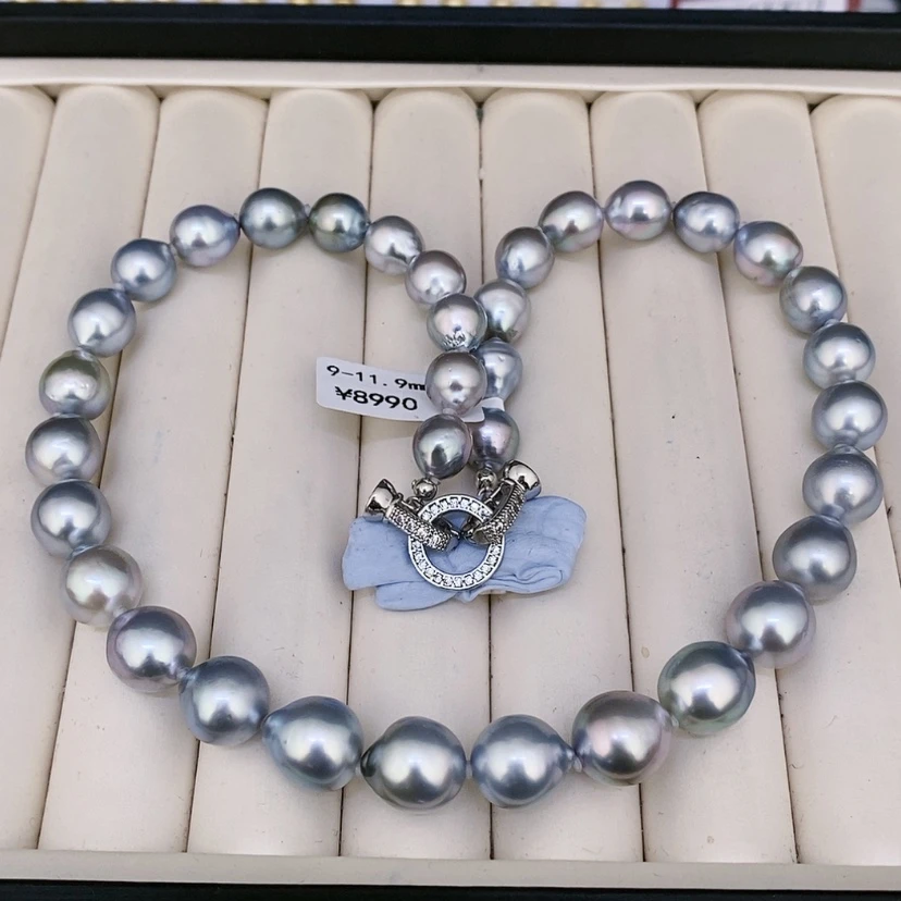 【闪购商品】海水珍珠颈饰未镶嵌爱*森铂金灰项链9-11.9mm兔