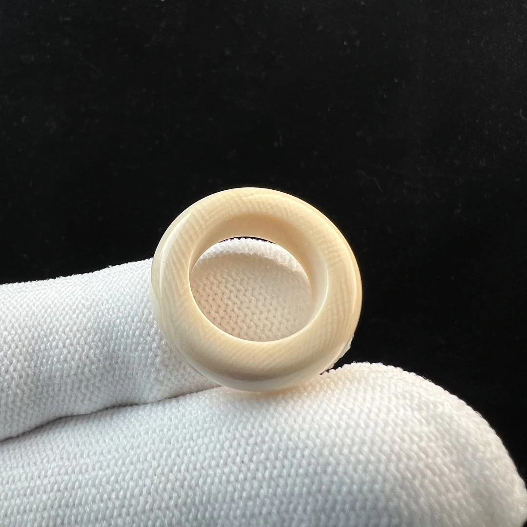 S1002天然猛犸牙跑环戒指内径14.4mm支持鉴定 假一罚四