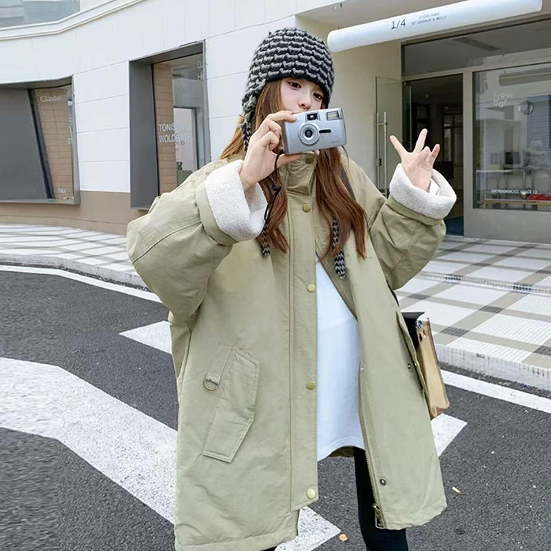 2024年冬季新品好看工装风棉服棉衣宽松保暖中长款外套休闲百搭