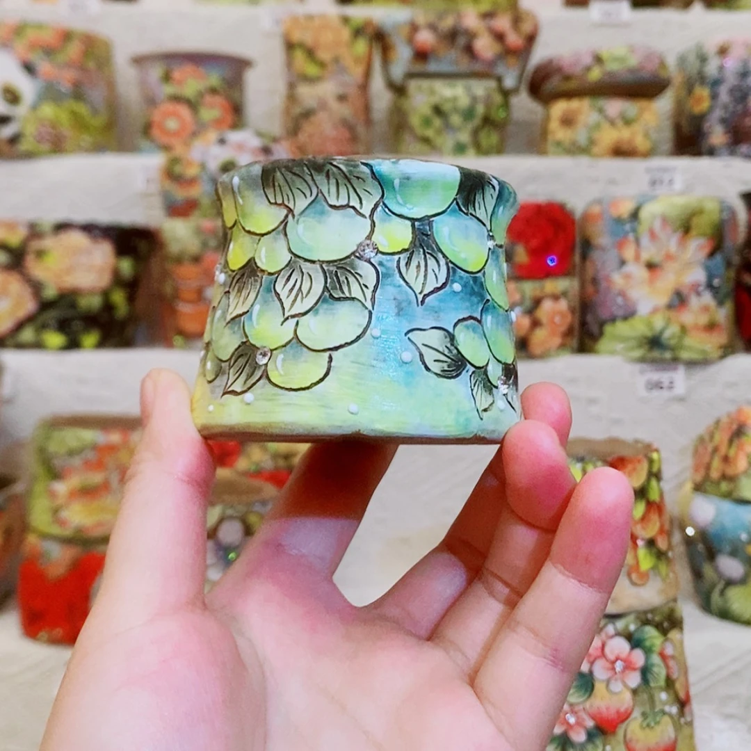 高温釉下彩陶瓷纯手工手绘花盆