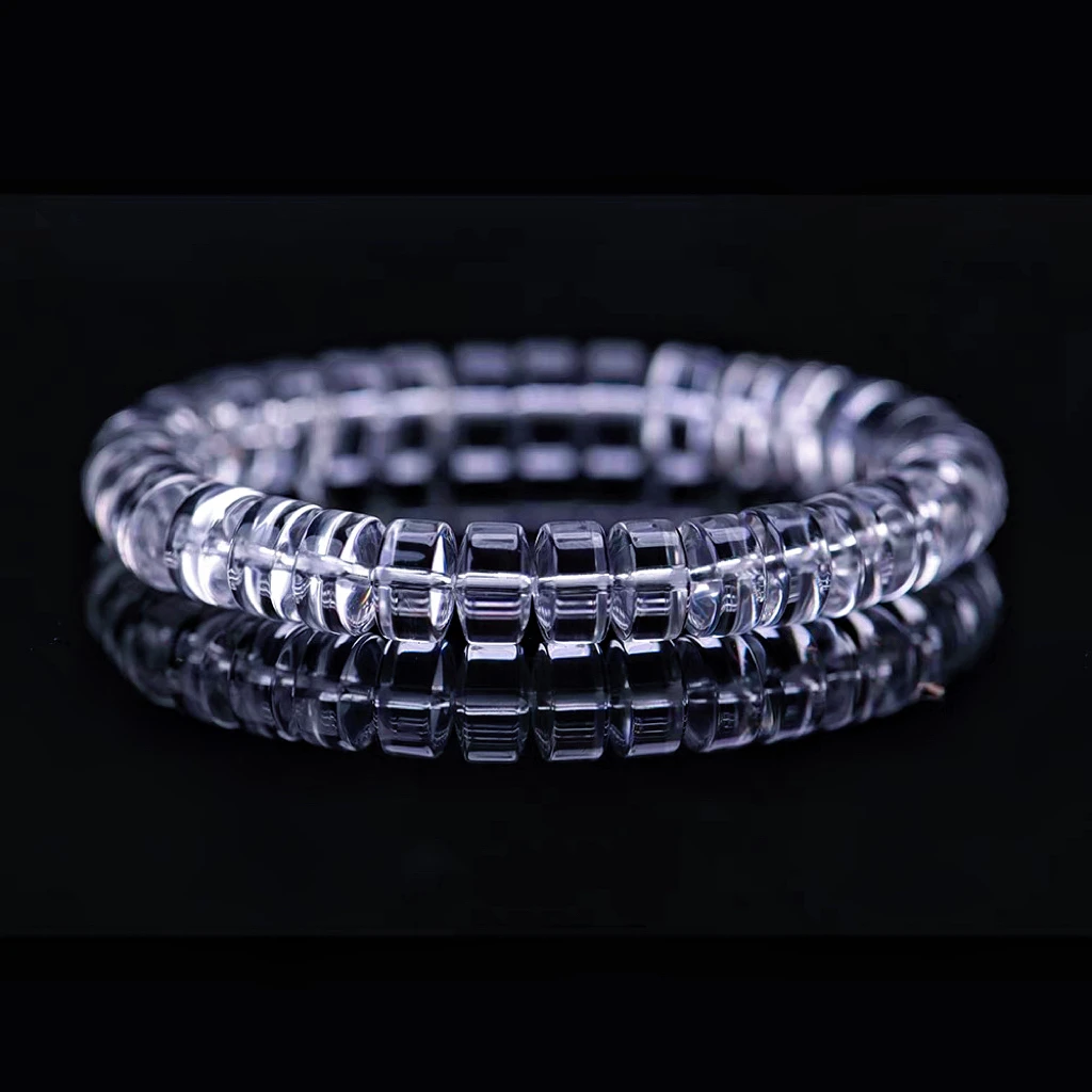 BY01毕业双A全净体利姆利亚白水晶直切车轮手串时尚多样性发一件