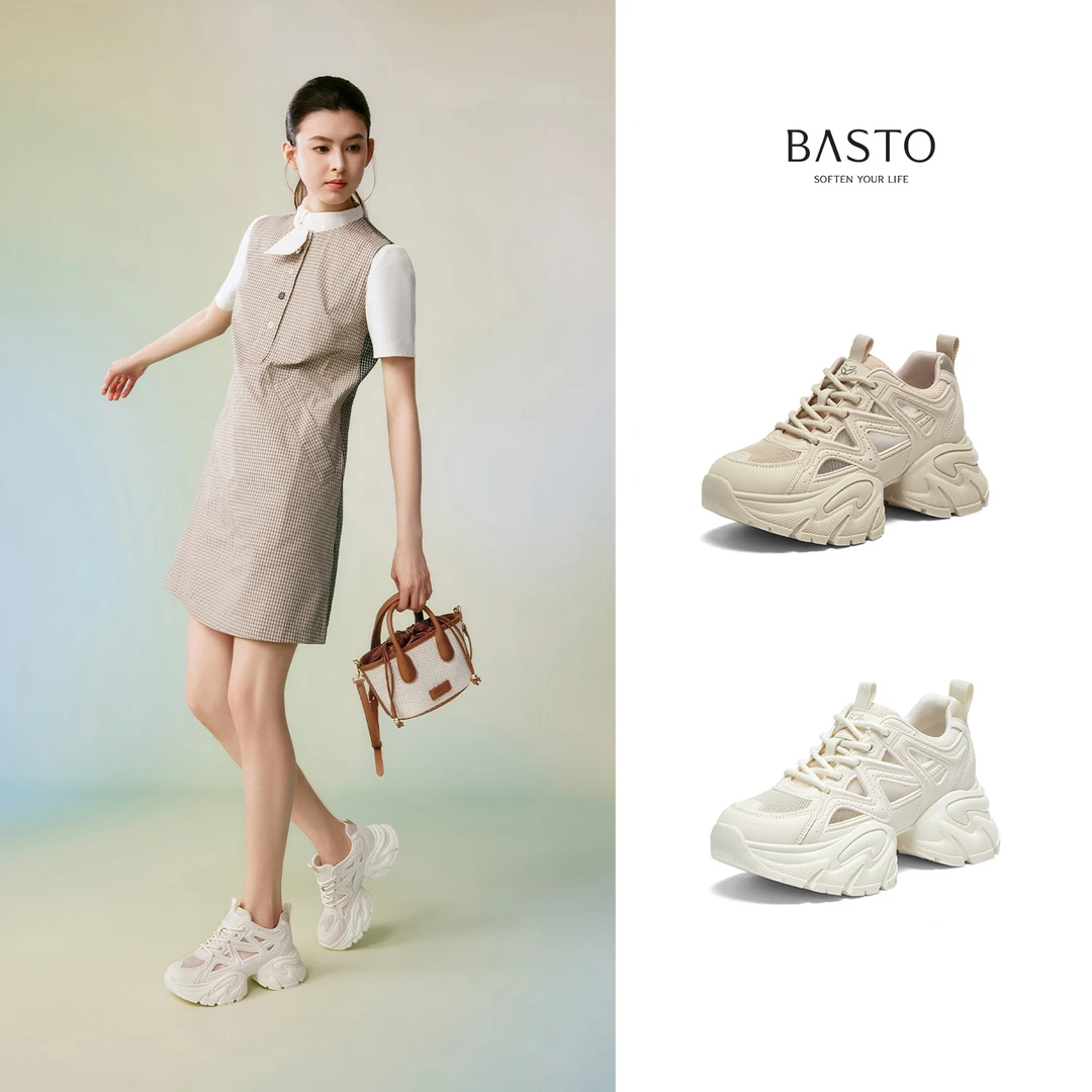 【百丽集团-百思图】25新款时尚老爹鞋厚底女休闲鞋B8889BM5