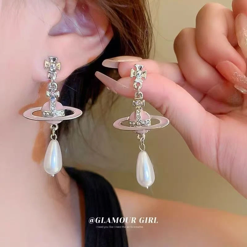 钛钢耳饰 土星耳环耳钉甜酷设计质感地球仪气质水滴耳饰洋气奢华S