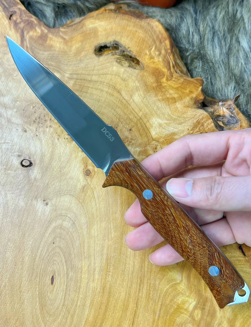 【臻·裔】户外战术刀金丝沙铁木高硬度多功能刀野外生存收藏级DC53