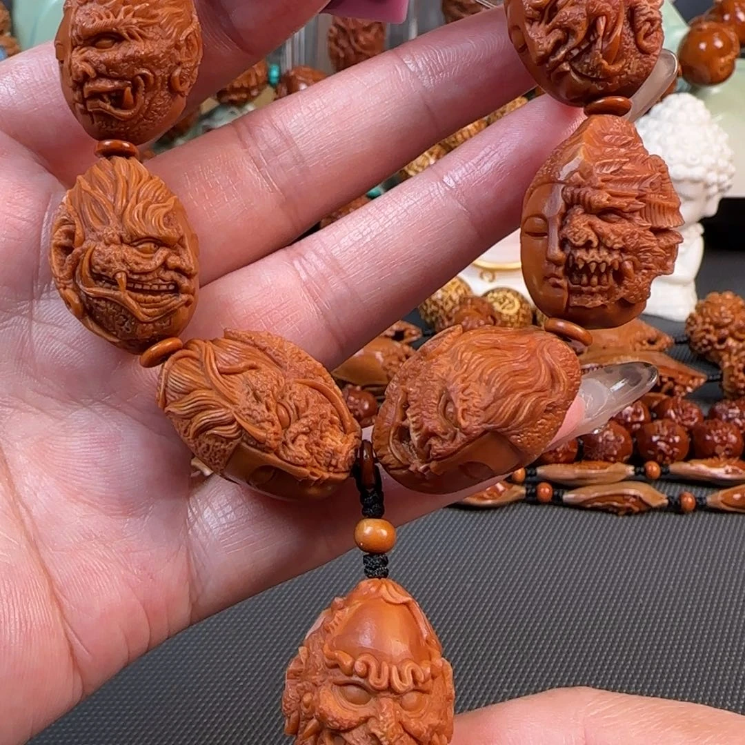 橄榄核手串/手链宽2.0-2.1鸡血红水晶核一念佛魔手串手持