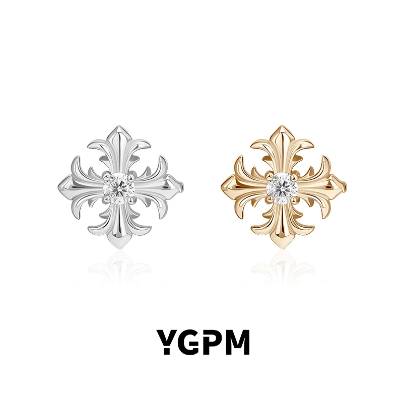 925银莫桑石耳饰 YGPM新款鸢尾花耳钉女简约轻奢复古气质耳饰