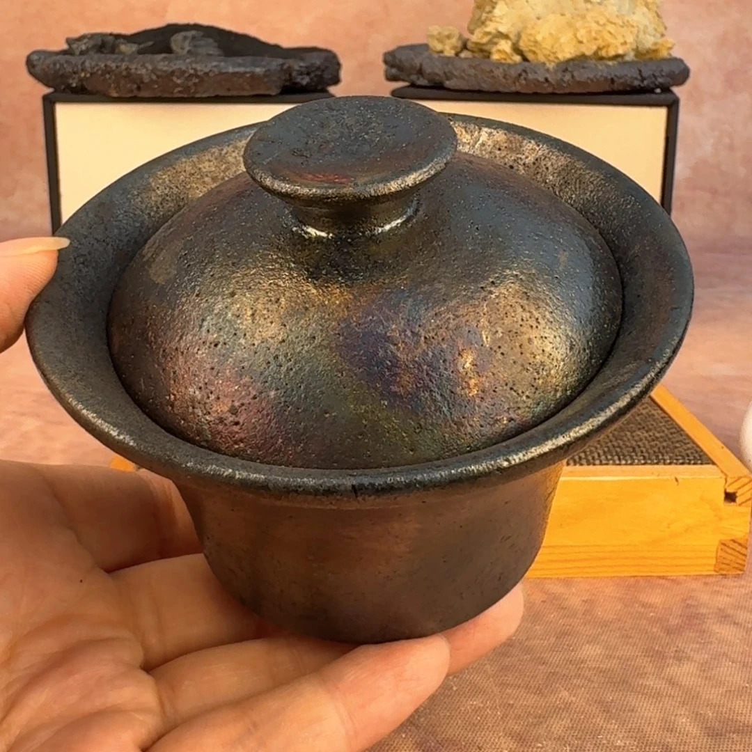 ?**?荥经黑砂炸福利微瑕盖碗不退不换介意勿拍30