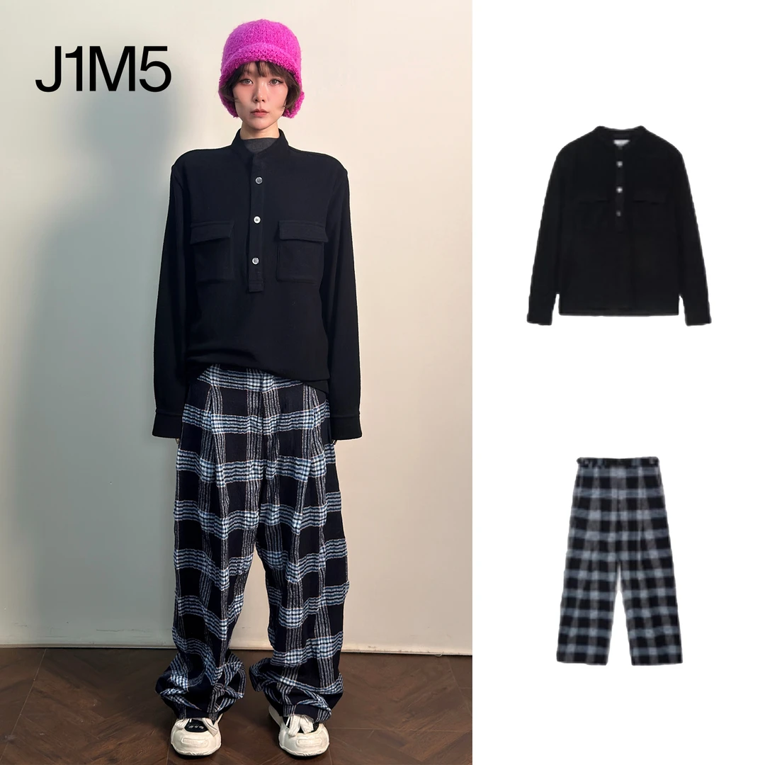 J1M5买手店 PRONOUNCE 25AW 多样扣领套头衫/格纹长裤