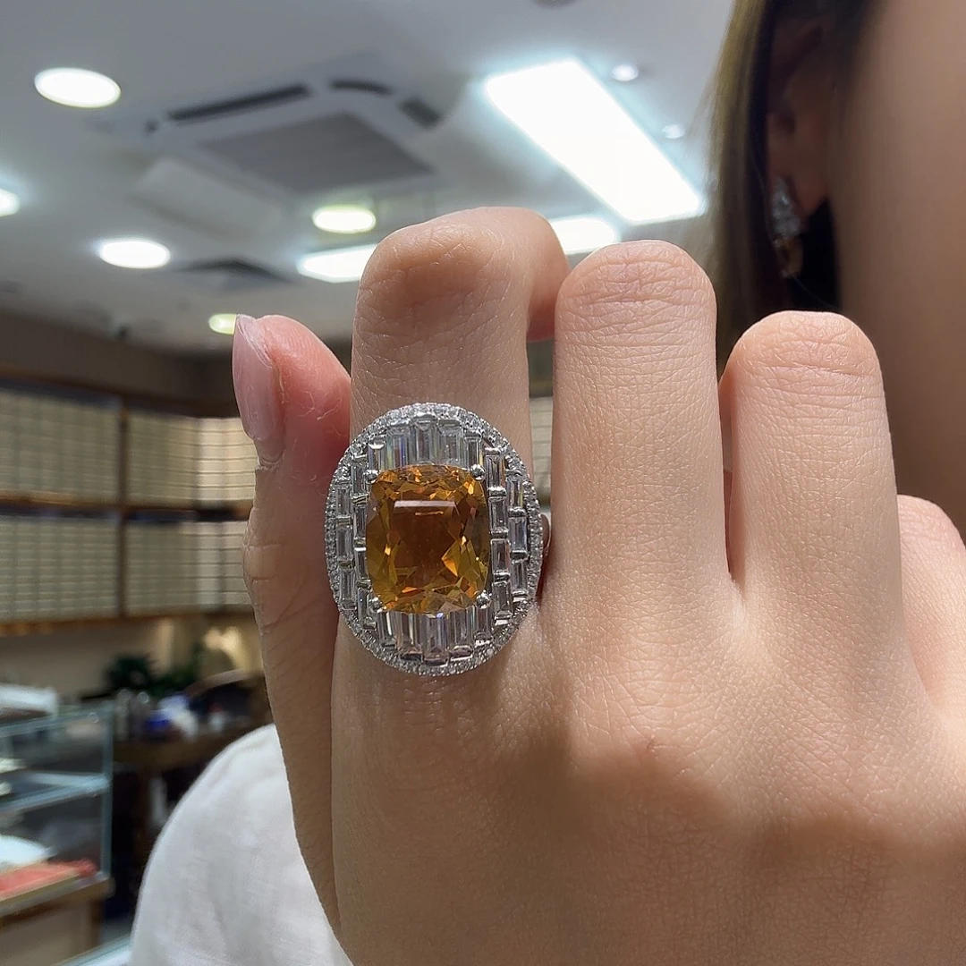 银S925镶嵌戒指水晶