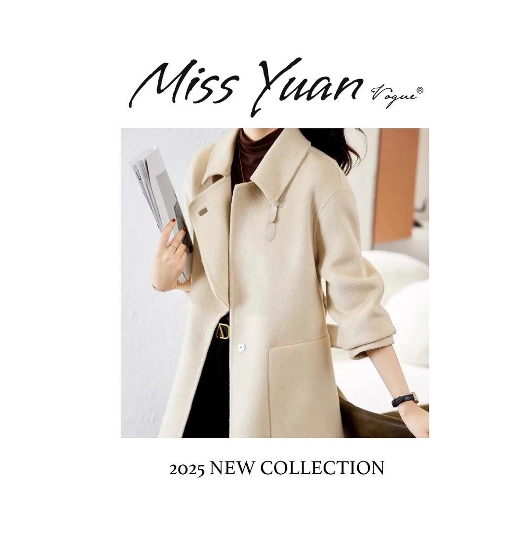 M.Y 媛总2264款双面呢大衣新款时尚秋冬季显瘦经典中长款百搭外套