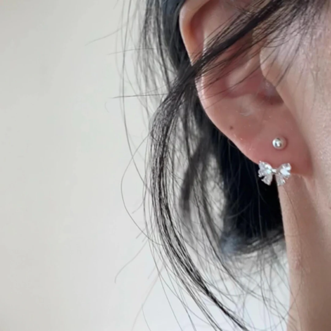 后挂式蝴蝶结耳钉轻奢小众设计高级感耳环耳饰