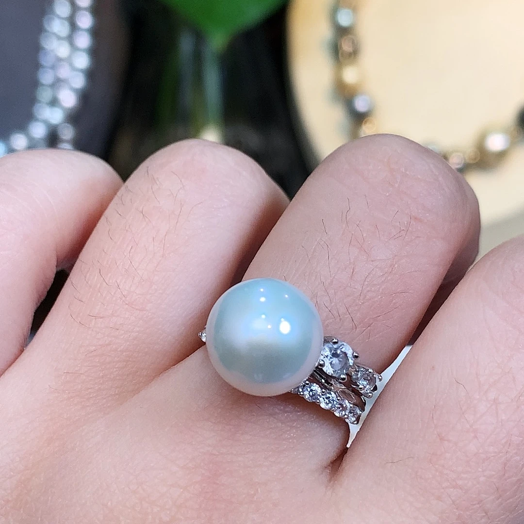 淡水珍珠戒指银S925镶嵌