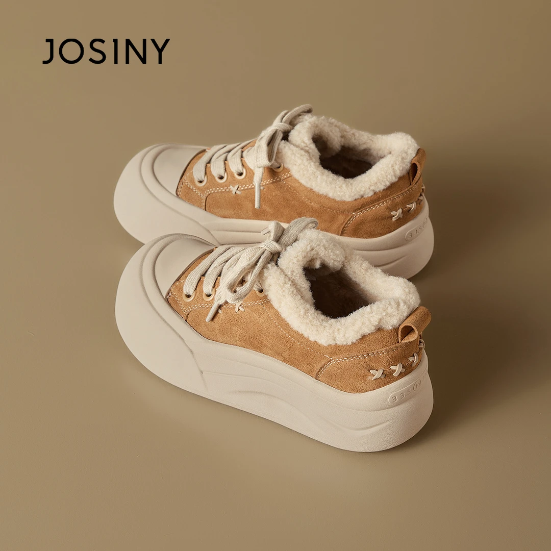 卓诗尼厚底毛毛鞋女外穿2025新款冬季女鞋加绒雪地靴阔腿裤必备鞋