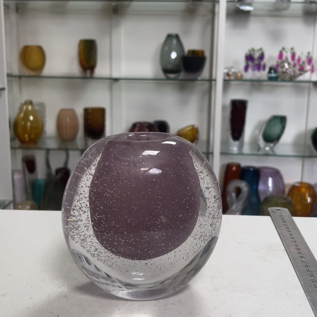 幻彩琉璃花瓶纯手工制作高度14