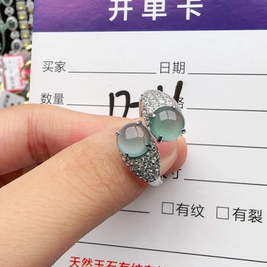 翡翠戒指银S925镶嵌戒指