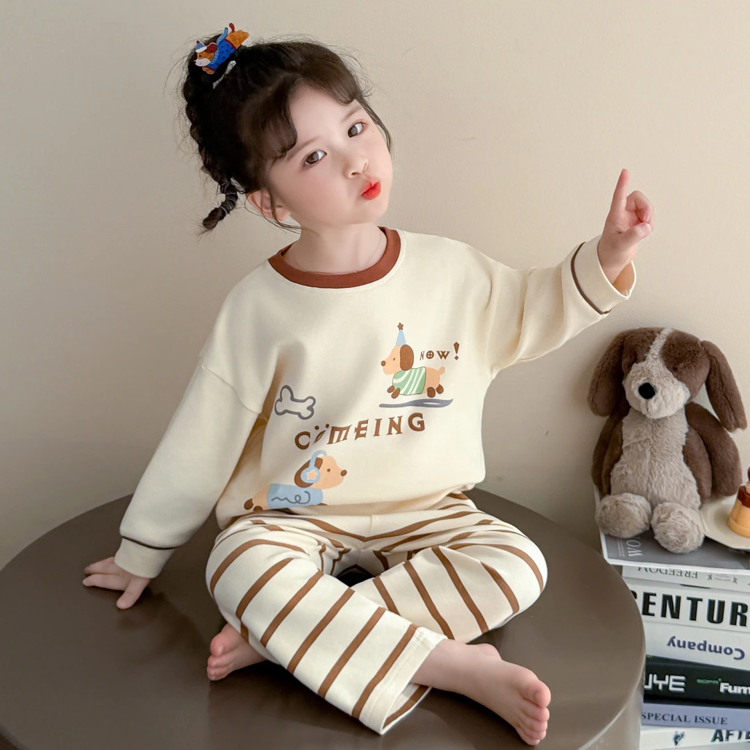 女童睡衣春秋纯棉长袖家居服薄款儿童秋装女宝宝可爱超萌分体套装