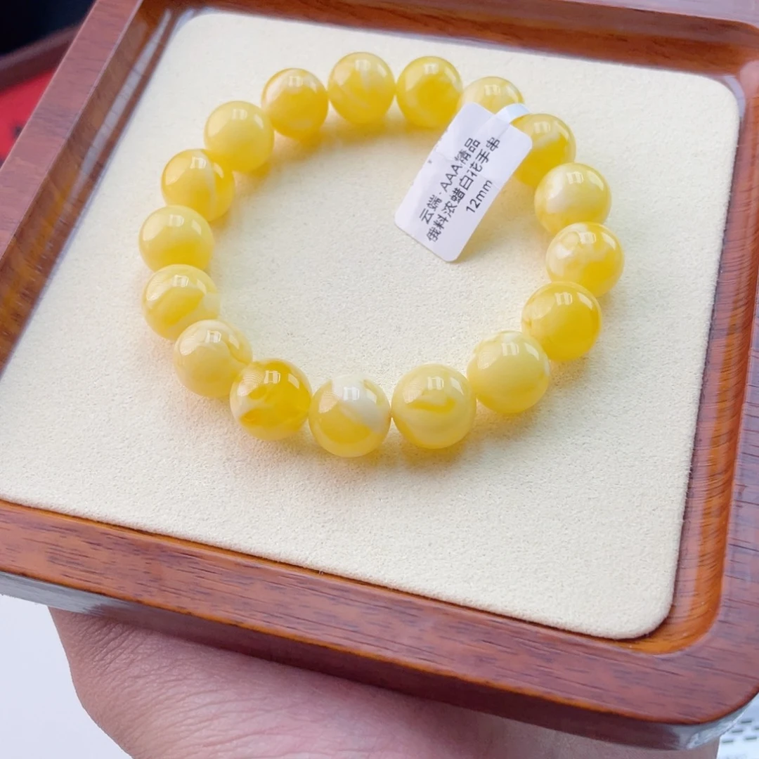 蜜蜡未镶嵌手链蜜蜡手串19.58克