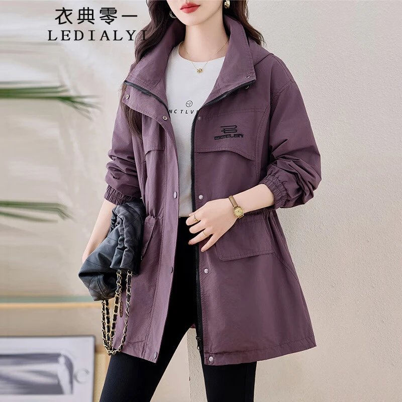 大码女装风衣2025春秋新款中长款韩版宽松显瘦中年工装休闲外套