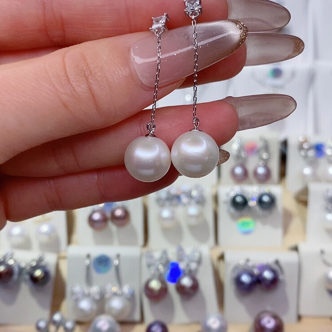 银S925镶嵌耳饰淡水珍珠11➕