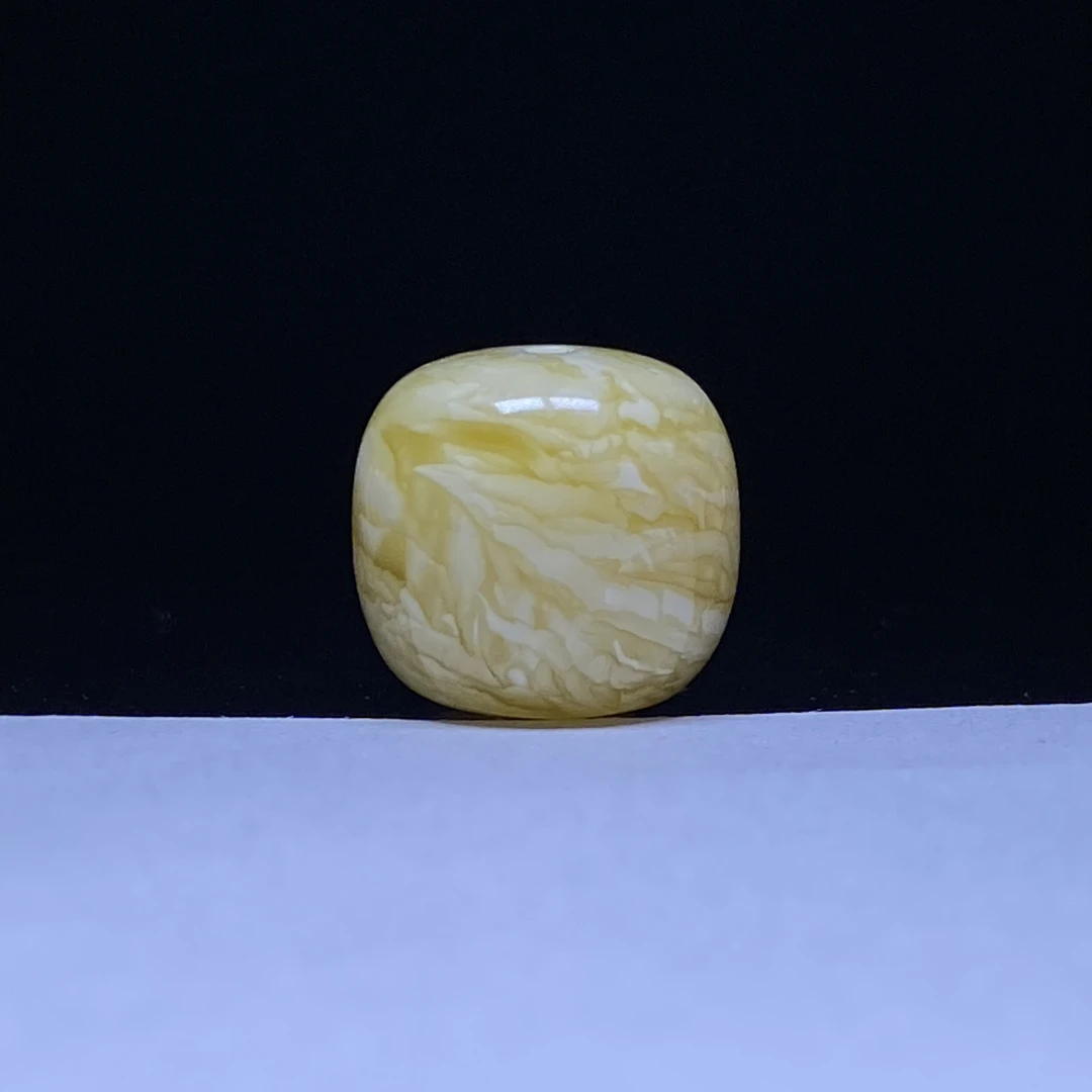 琥珀蜜蜡浓蜡瓷白顺纹千层虎皮高品老型单珠15.4mm