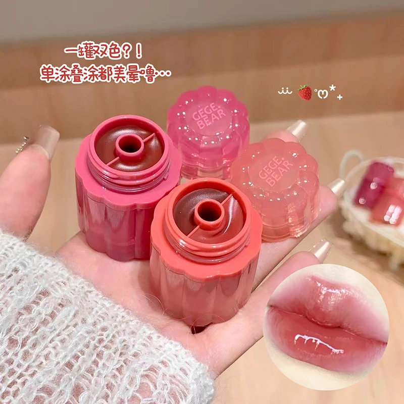 双拼固体唇蜜滋润水光白开水纯欲口红唇釉美妆显白哑光叠涂不掉色
