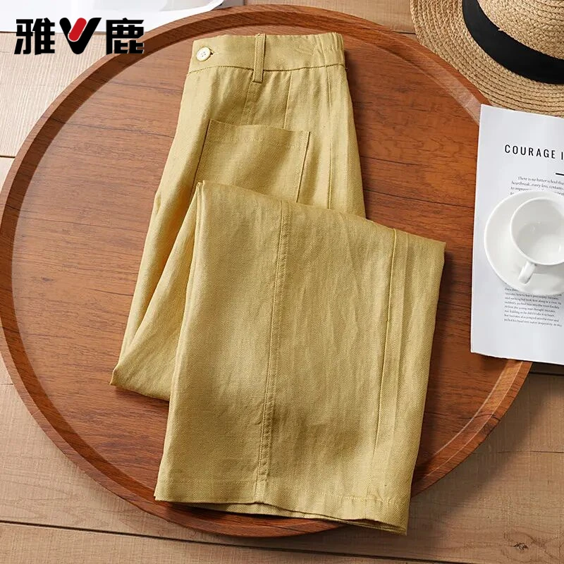 V/雅鹿冰丝凉感阔腿女裤2025夏季新款今年流行薄款显瘦垂感直筒裤