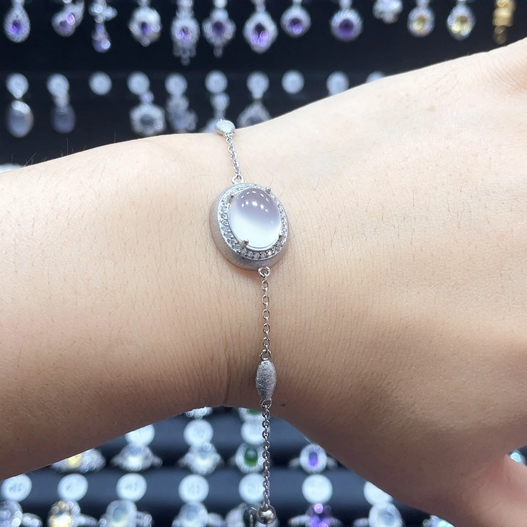 银S925镶嵌蛇纹石玉手链