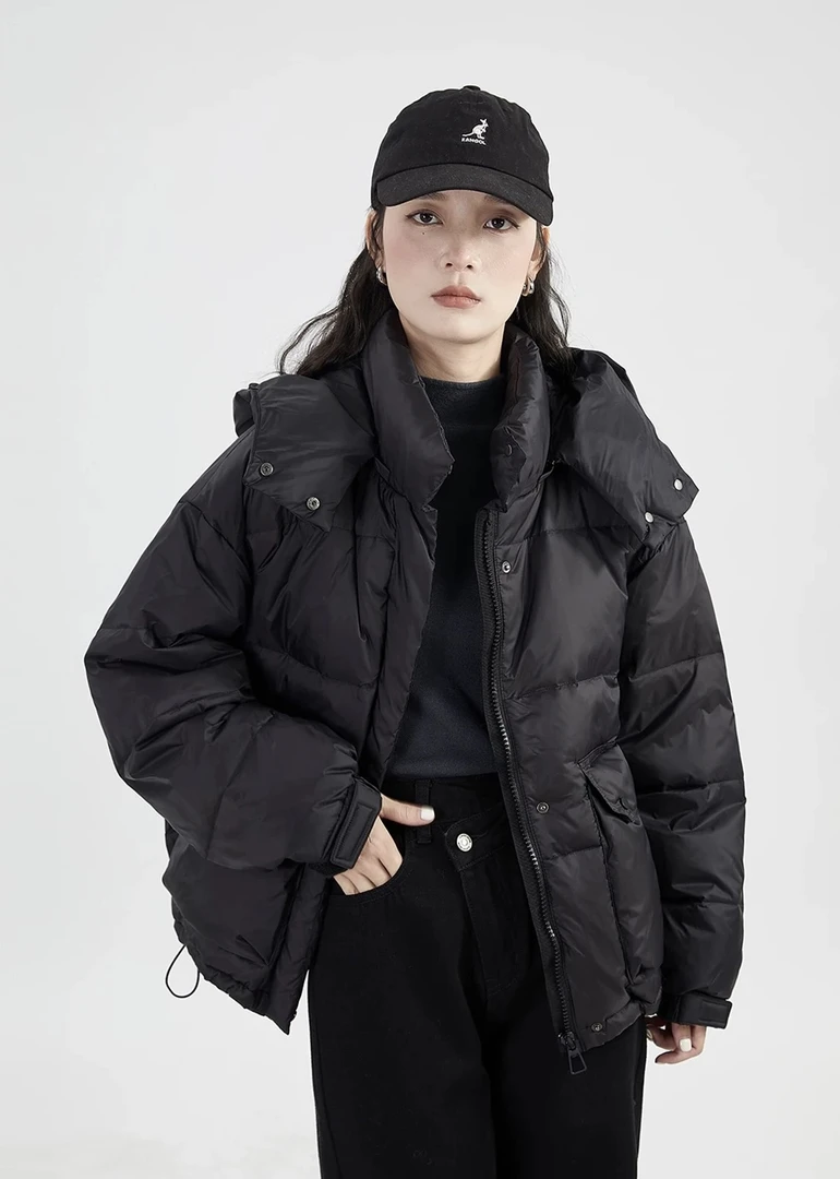 【柱哥粉丝专享】连帽双抽绳大口袋短款时尚保暖羽绒服XZ3976