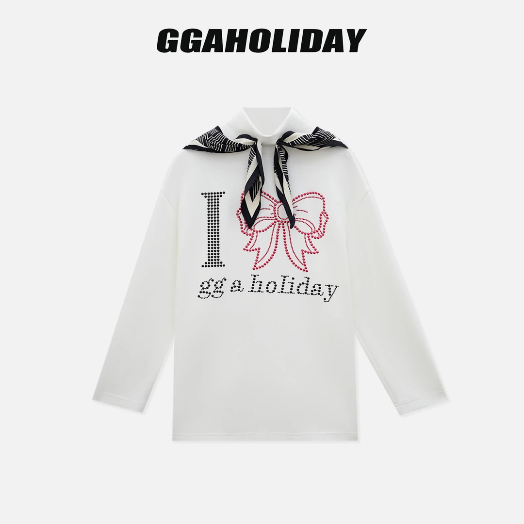 GGAHOLIDAY秋季新款时尚休闲宽松潮流设计感长袖T恤上衣-154103