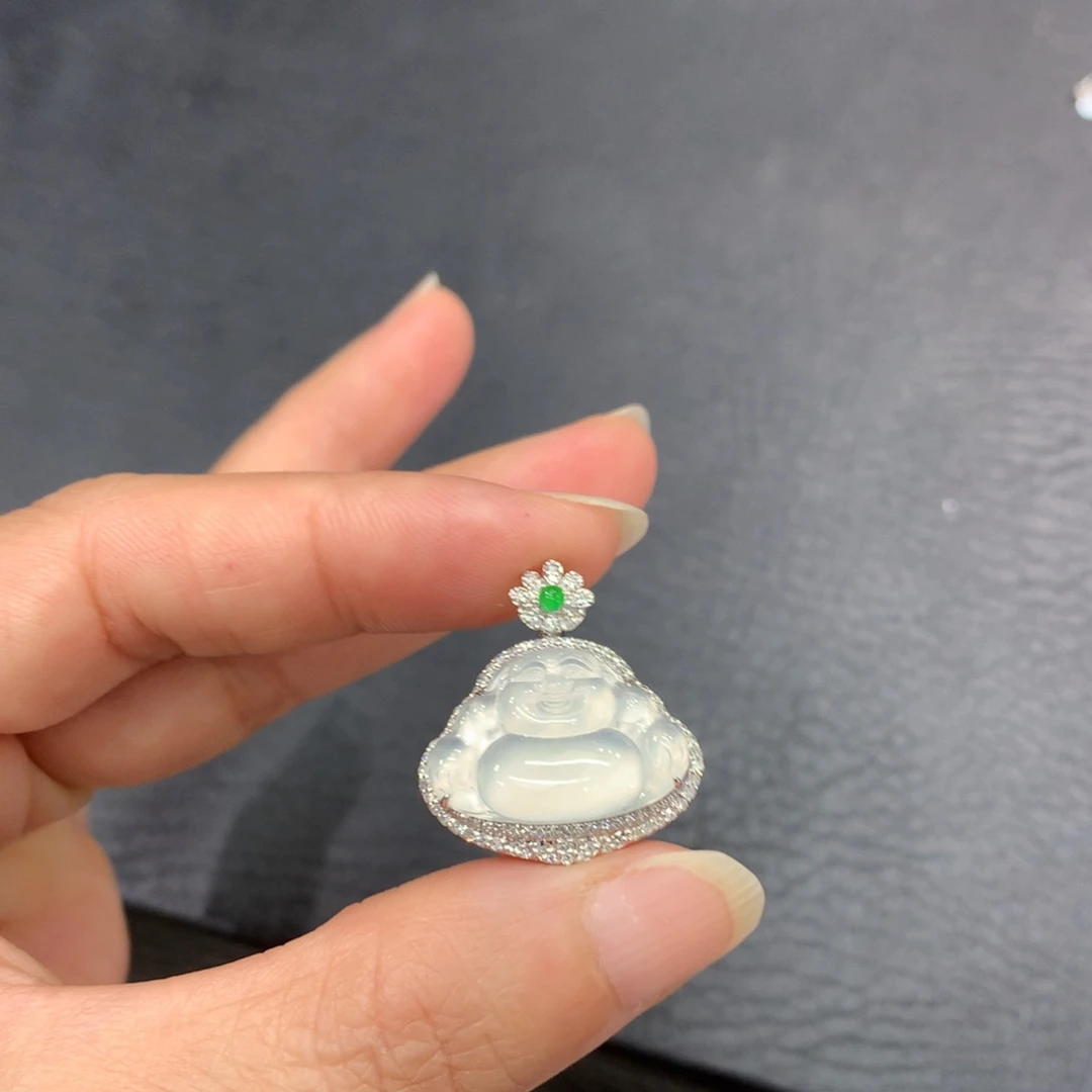 吊坠(不含链)18K金镶嵌翡翠