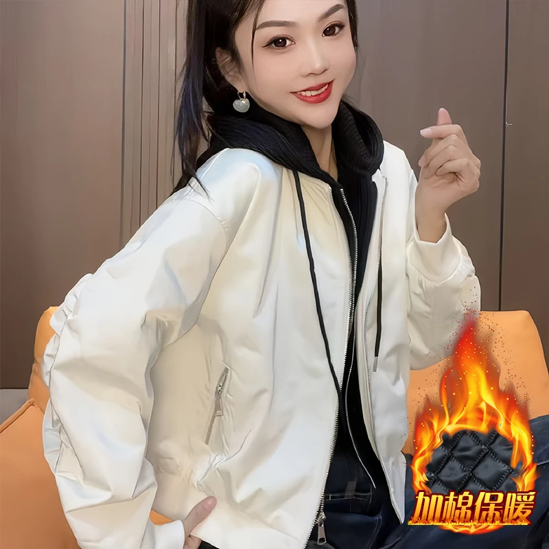 设计感小众休闲短外套女2026春秋新款宽松百搭拼色气质连帽上衣