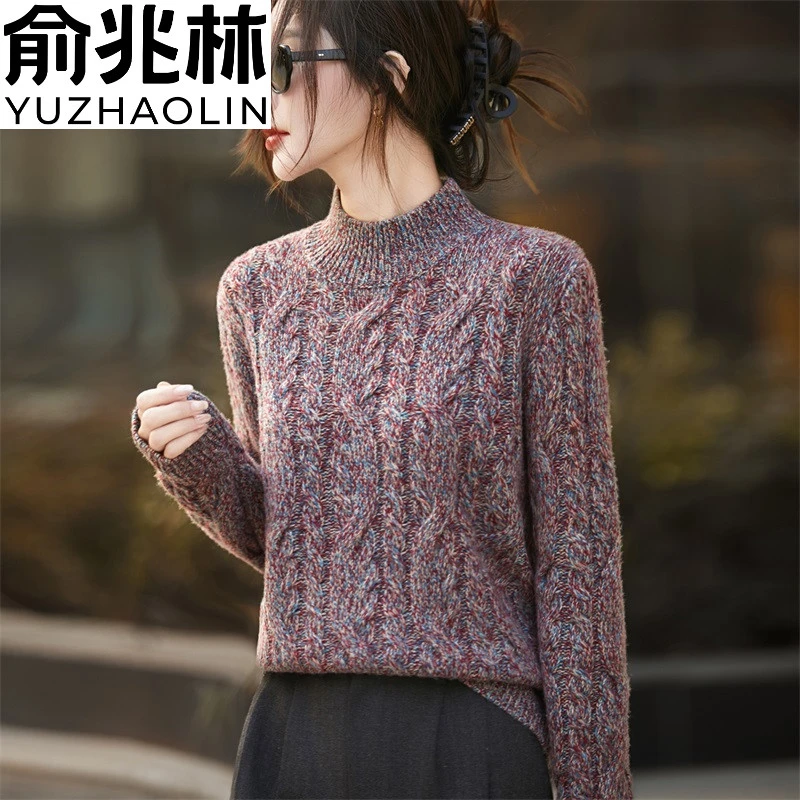 俞兆林时尚针织百搭宽松细羊毛花纱麻花加厚套衫羊毛衫