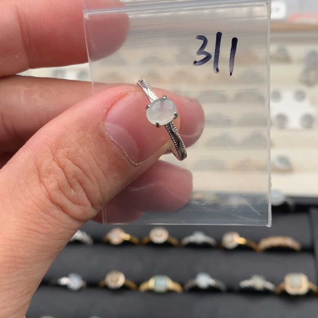 翡翠银S925镶嵌戒圈311