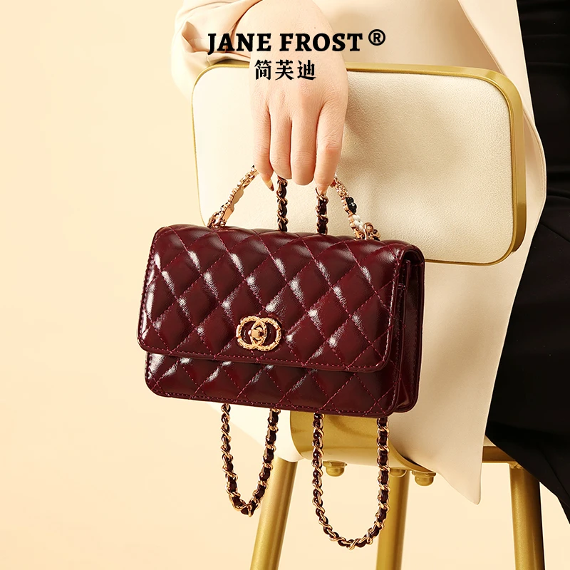 小香风包包女斜挎2025新款菱格链条包小众复古红色结婚包女新娘包