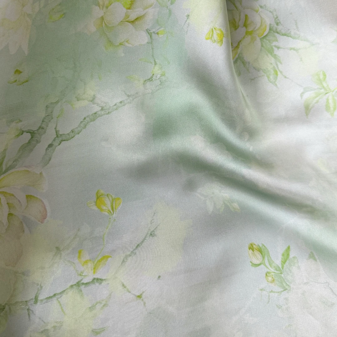 春芜绿 香云纱重磅皮子缎 连衣裙旗袍国风新中式服装面料