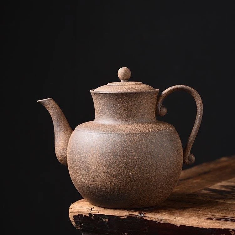 （卓尼）粗陶仿宋壶700CC复古泡茶壶围炉煮茶炭火电陶炉可烧水壶