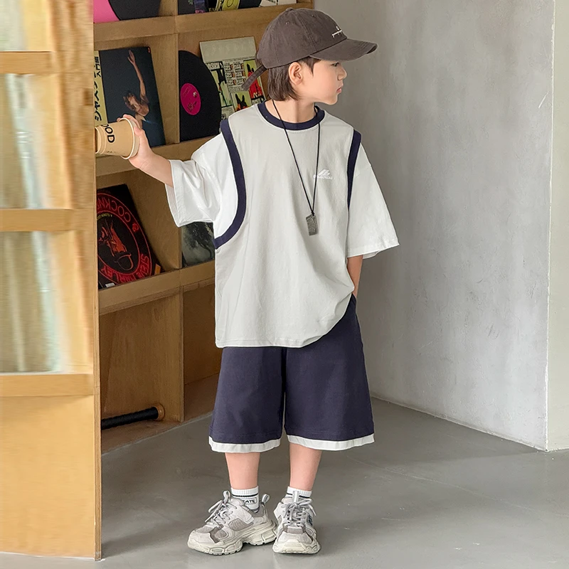 【2025夏款上新】男童夏季套装儿童运动短袖两件套男孩潮酷休闲夏装