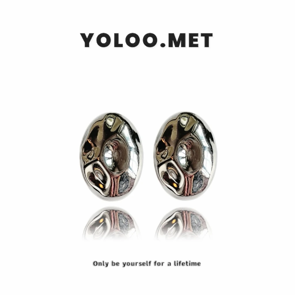 铜合金耳饰 【Yoloo.Met】不规则设计凹凸感重工圆形耳环