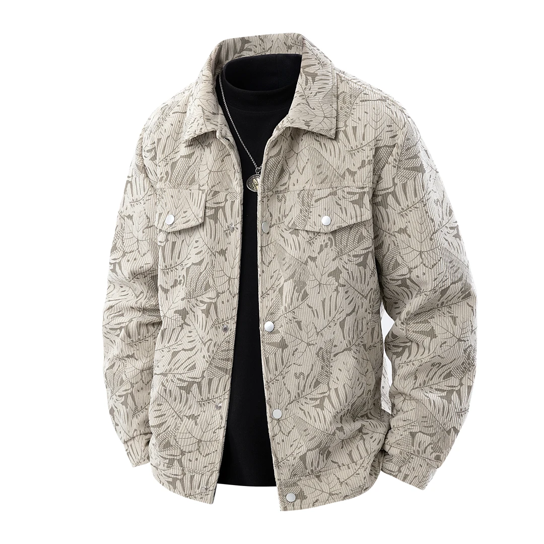 U11大码时尚男装秋季新款印花衬衫外套老花休闲夹克