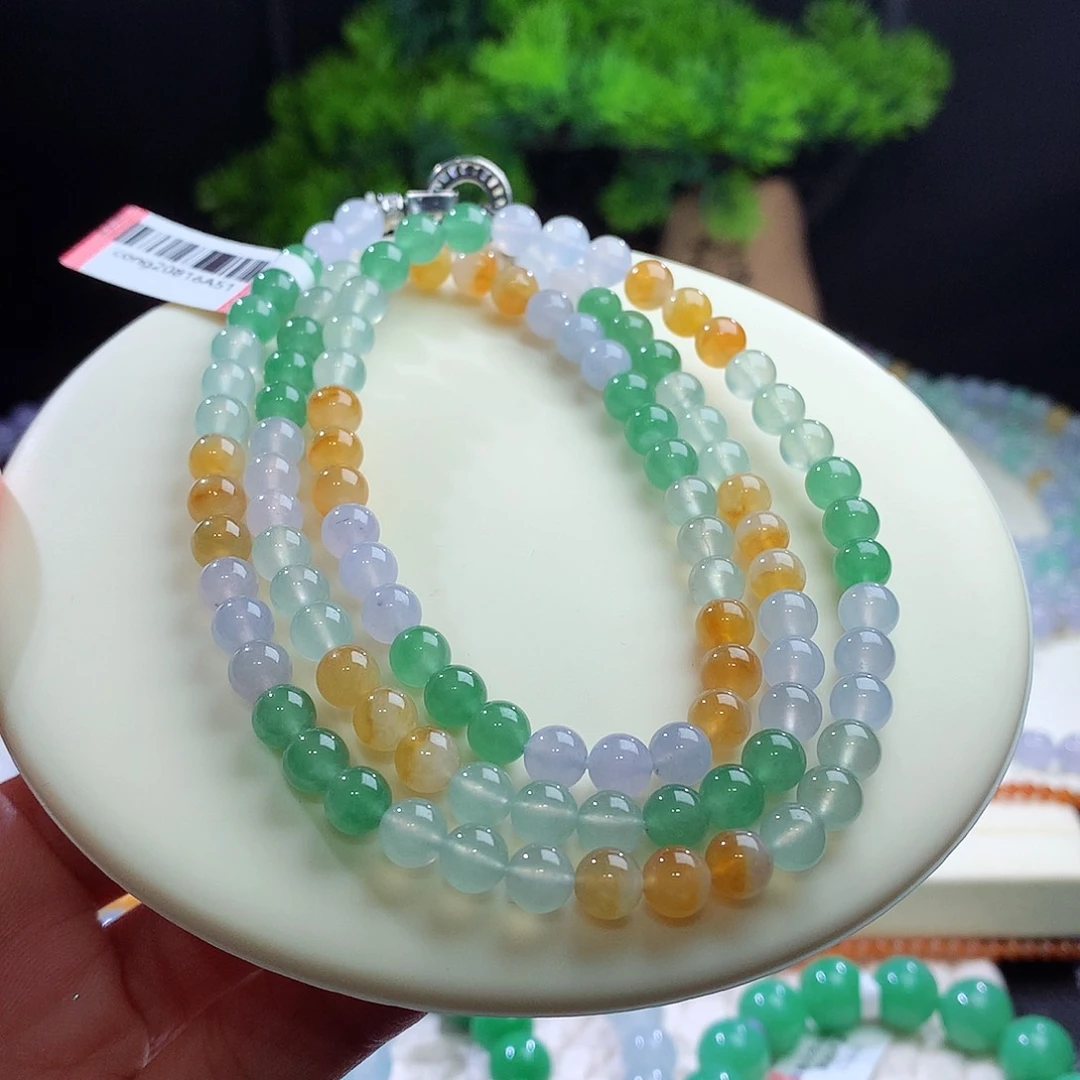 项链未镶嵌翡翠多巴胺色调冰多宝 卡6mm