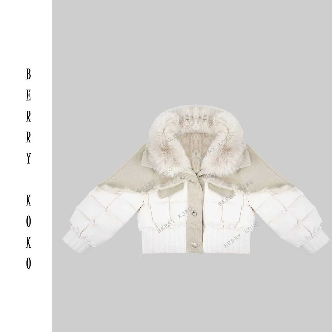 秋冬高品质“狐狸毛”领内里“獭兔”“鹅绒”显瘦收腰鹅绒派克服 W145