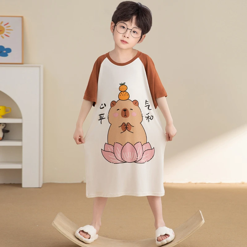 男童睡裙儿童割包皮术后专用男孩中长睡袍儿童莫代尔睡衣夏季薄款