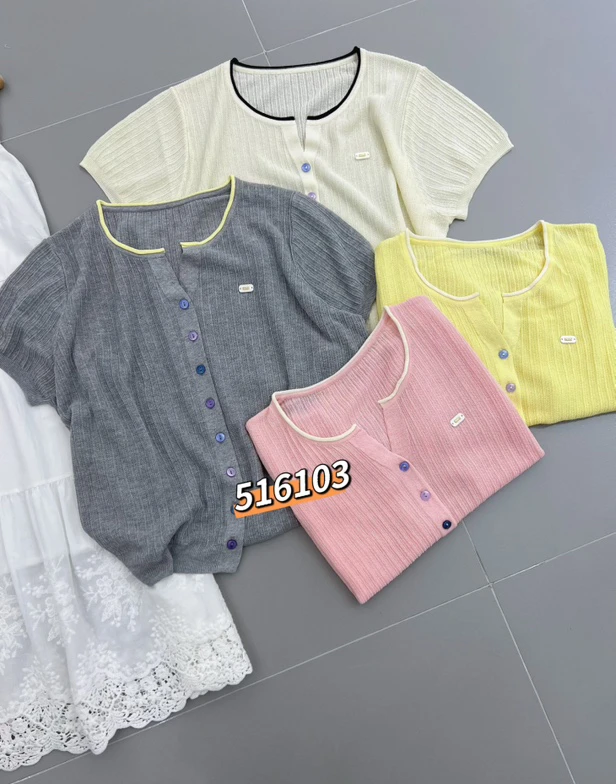 516103 夏季新款时尚百搭针织短袖开衫