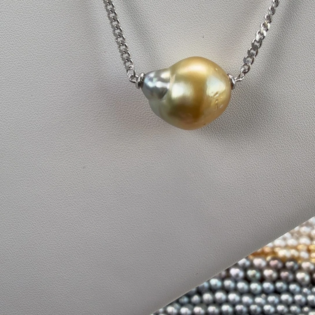 海水珍珠银S925镶嵌颈饰